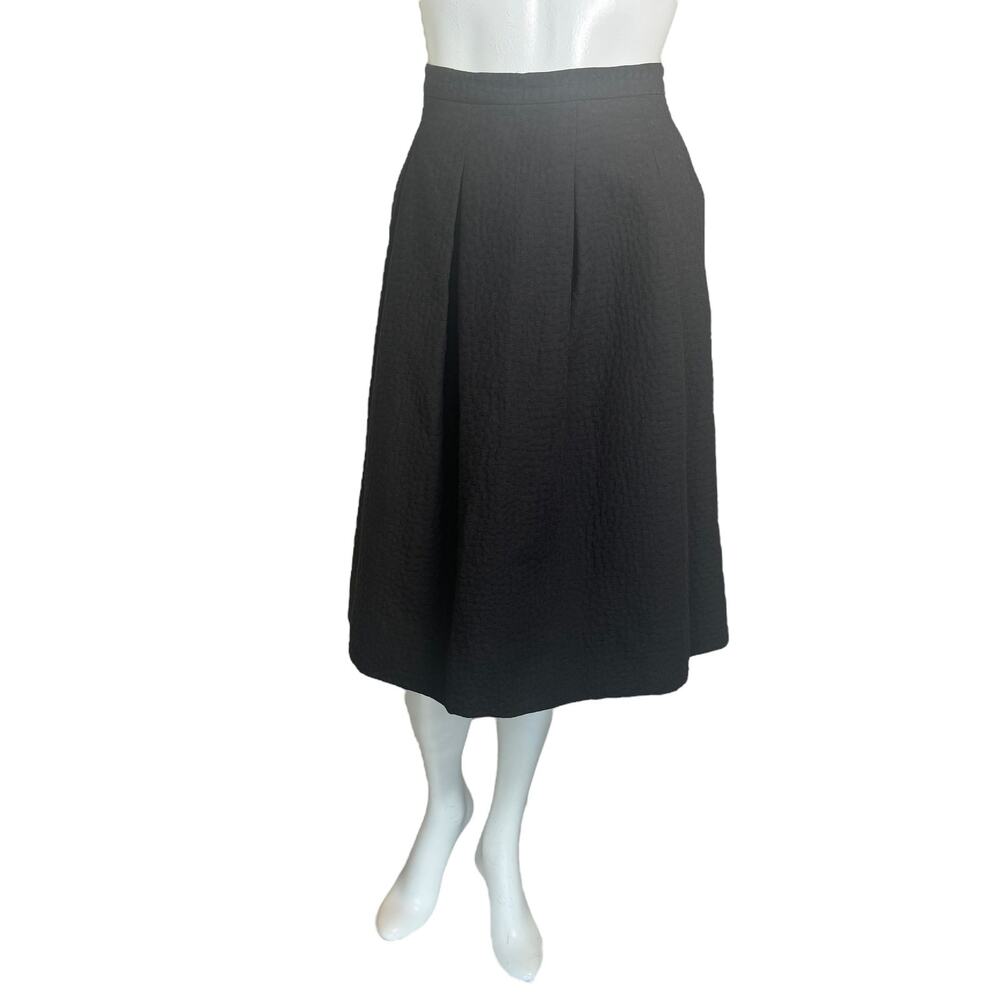 H&M | Women's Black Textured Fit and Flare Midi Skirt | Size: 4 - Picture 1 of 5